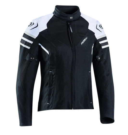 IXON ILANA EVO LADY JACKET - BLACK/WHITE CASSONS PTY LTD sold by Cully's Yamaha