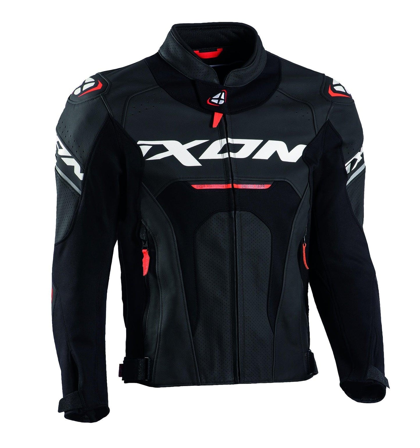 IXON JACKAL LEATHER JACKET - BLACK/WHITE/RED CASSONS PTY LTD sold by Cully's Yamaha
