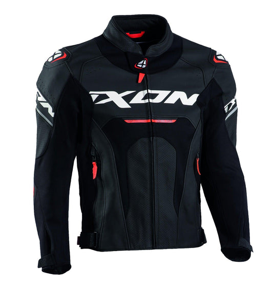 IXON JACKAL LEATHER JACKET - BLACK/WHITE/RED CASSONS PTY LTD sold by Cully's Yamaha