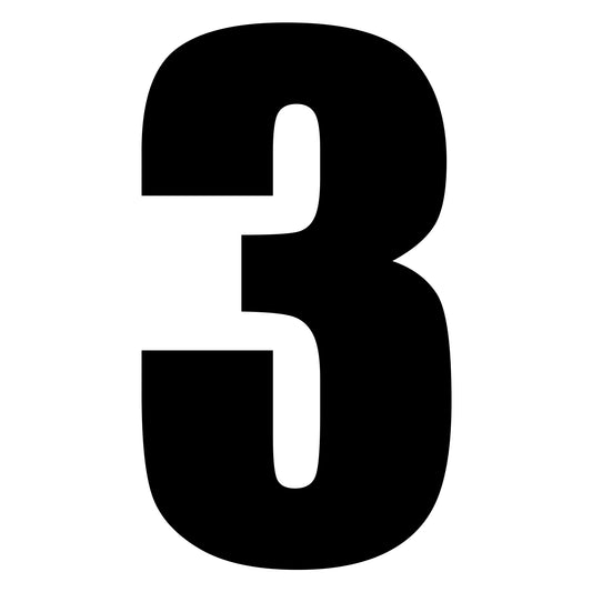 Whites Race Number - Black #3 (10 Pack)