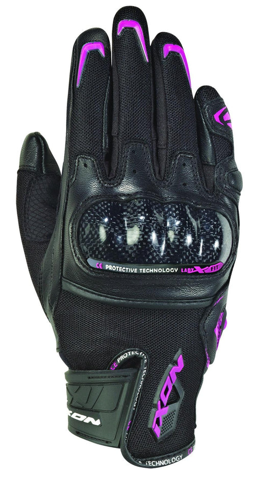 IXON RS RISE AIR LADY GLOVES - BLACK/FUCHSIA CASSONS PTY LTD sold by Cully's Yamaha