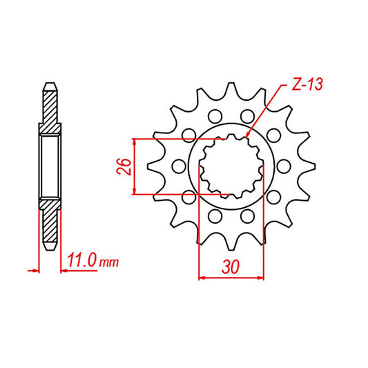 MTX 1591 Steel Front Sprocket #525 (16T) (10-591-16)
