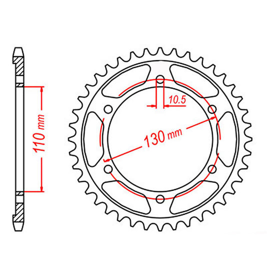 MTX 1876 Steel Rear Sprocket #525 (45T) (11-876-45)