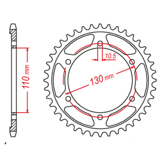 MTX 1876 Steel Rear Sprocket #525 (46T) (11-876-46)