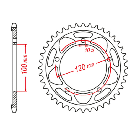 MTX 713 Steel Rear Sprocket #525 (42T) (11-713-42)