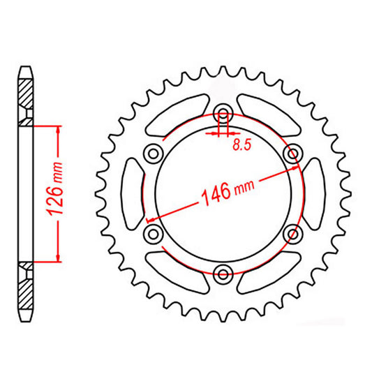MTX 808 Steel Rear Sprocket #520 (44T) (11-402-44)