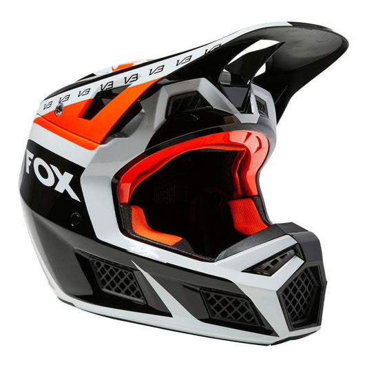 FOX V3 RS DVIDE HELMET - BLACK/WHITE/ORANGE FOX RACING AUSTRALIA sold by Cully's Yamaha