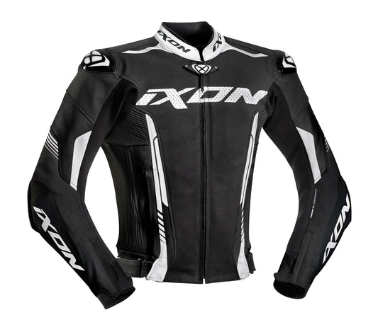 IXON VORTEX 2 LEATHER JACKET - BLACK/WHITE CASSONS PTY LTD sold by Cully's Yamaha