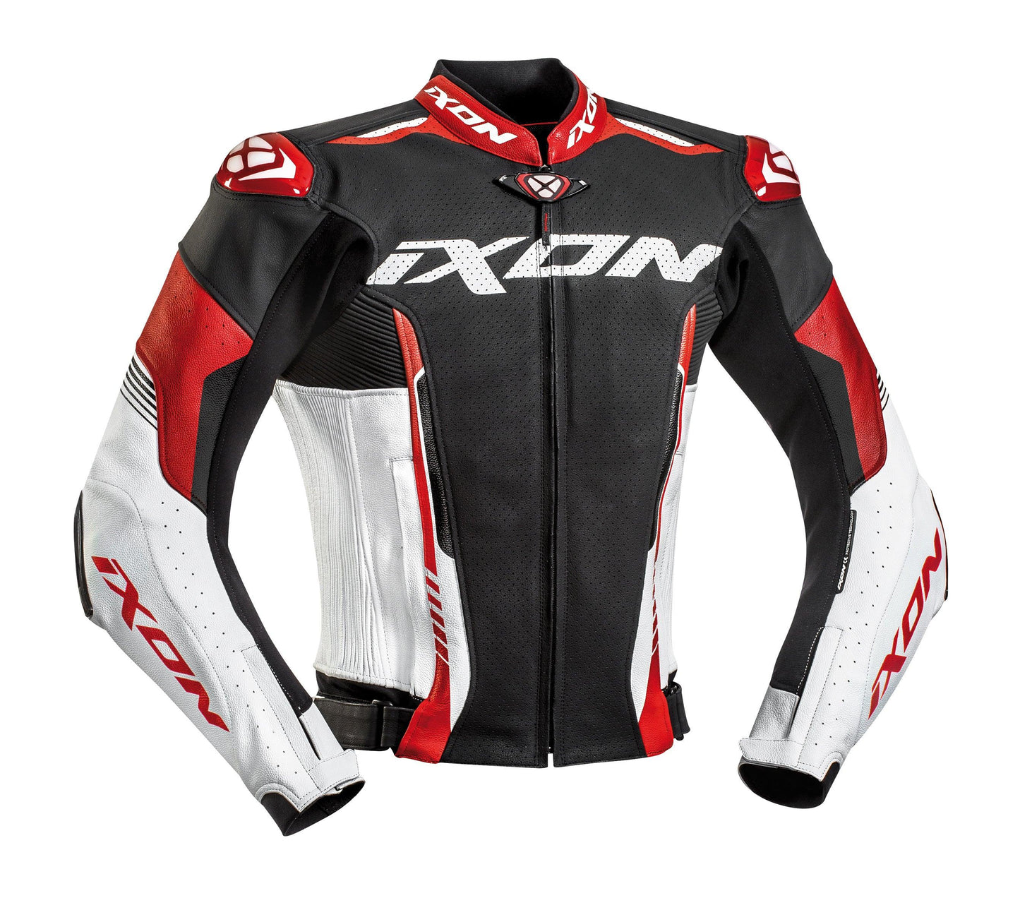 IXON VORTEX 2 LEATHER JACKET - BLACK/WHITE/RED CASSONS PTY LTD sold by Cully's Yamaha