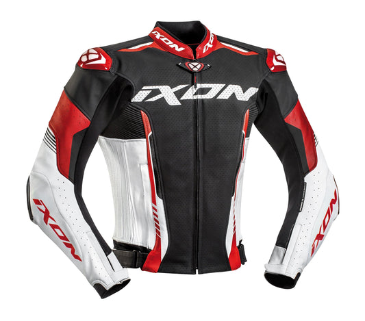 IXON VORTEX 2 LEATHER JACKET - BLACK/WHITE/RED CASSONS PTY LTD sold by Cully's Yamaha