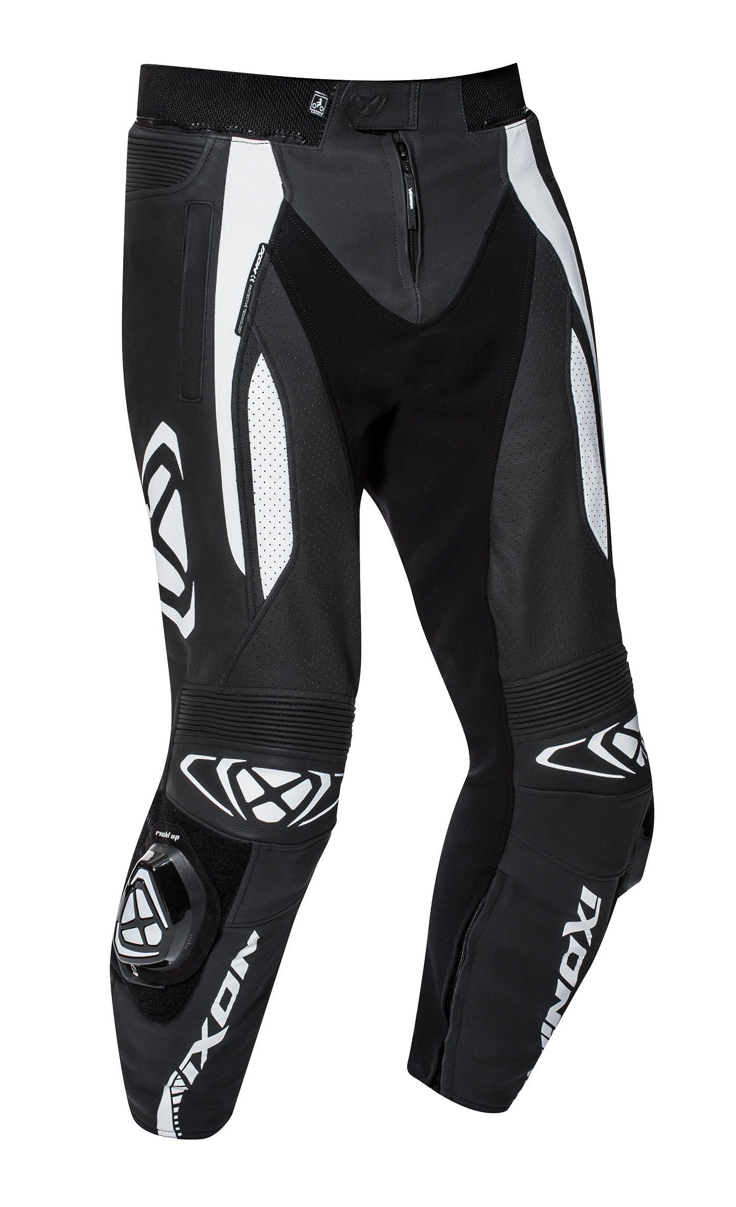 IXON VORTEX 2 LEATHER PANTS - BLACK/WHITE CASSONS PTY LTD sold by Cully's Yamaha