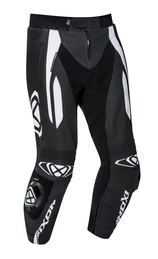 IXON VORTEX 2 LEATHER PANTS - BLACK/WHITE CASSONS PTY LTD sold by Cully's Yamaha
