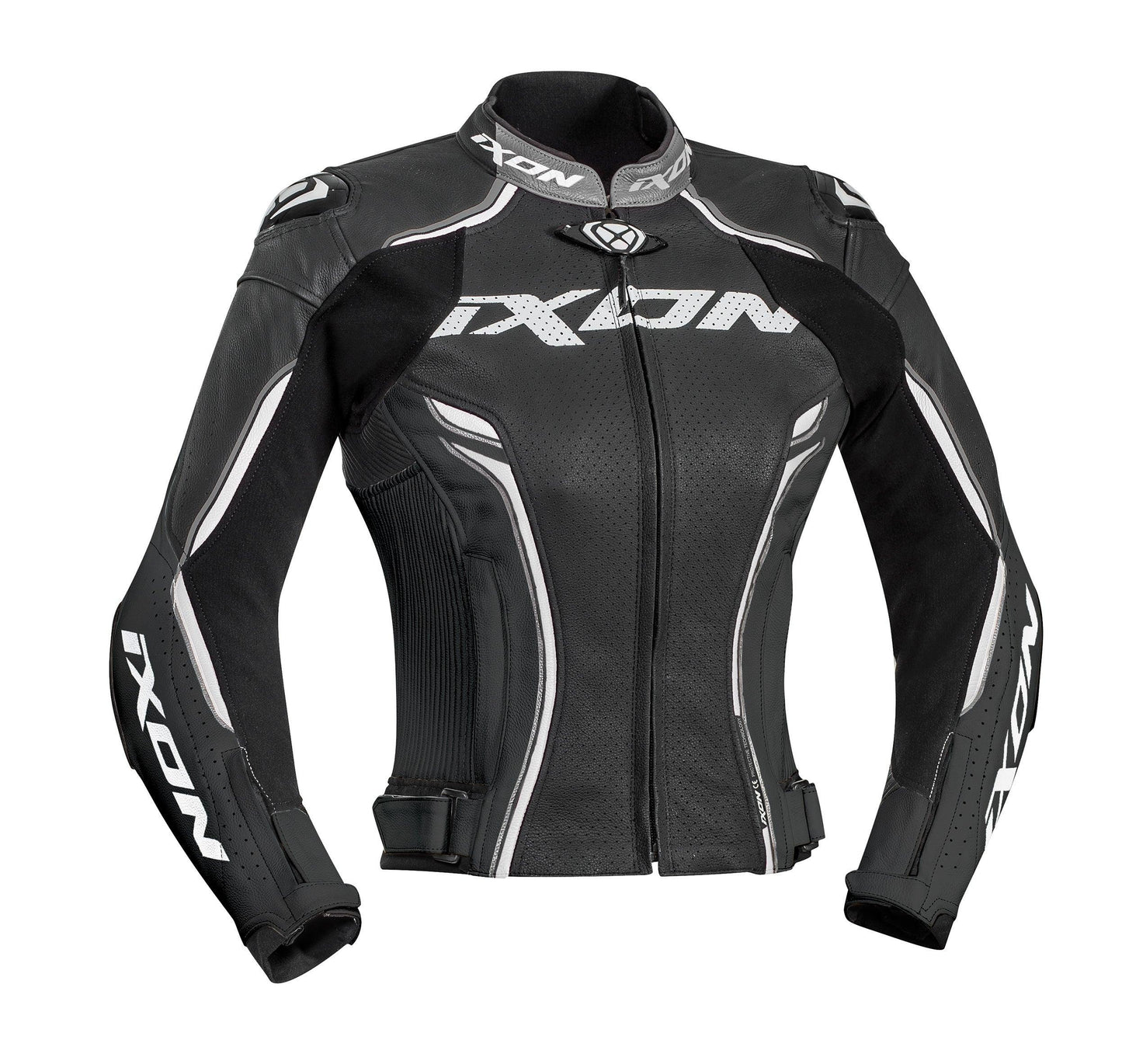 IXON VORTEX LADY LEATHER JACKET - BLACK/WHITE CASSONS PTY LTD sold by Cully's Yamaha