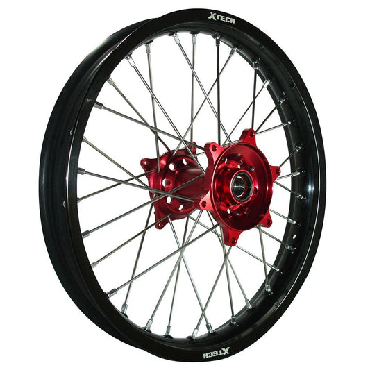 X-TECH REAR WHEEL BLACK RIM/RED HUB/SILVER SPOKES 19X2.15 CASSONS PTY LTD sold by Cully's Yamaha