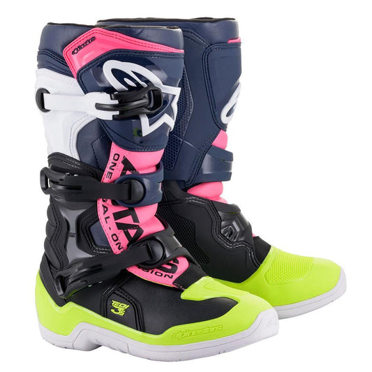 ALPINESTARS TECH 3S V2 YOUTH BOOTS - BLACK/BLUE/PINK/FLUO YELLOW MONZA IMPORTS sold by Cully's Yamaha