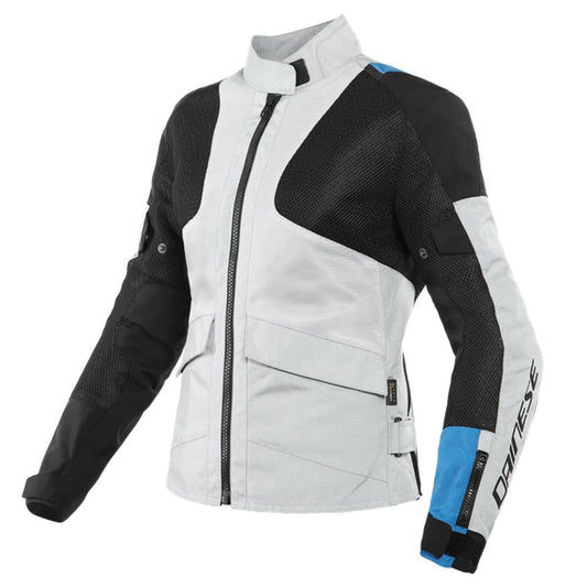 DAINESE AIR TOURER TEX LADY JACKET - GLACIER GREY/PERFORMANCE BLUE/BLACK MCLEOD ACCESSORIES (P) sold by Cully's Yamaha