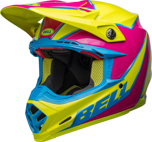 BELL 2023 MOTO-9S FLEX SPRITE HELMET - YELLOW/MAGENTA CASSONS PTY LTD sold by Cully's Yamaha