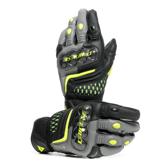 DAINESE CARBON 3 SHORT GLOVES - BLACK/CHARCOAL GREY/FLUO YELLOW MCLEOD ACCESSORIES (P) sold by Cully's Yamaha