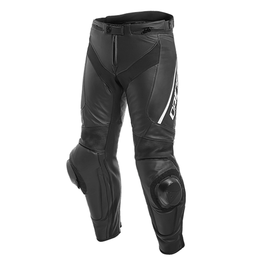 DAINESE DELTA 3 PERFORATED LEATHER PANTS - BLACK/WHITE MCLEOD ACCESSORIES (P) sold by Cully's Yamaha