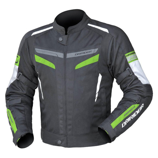 DRIRIDER AIR-RIDE 5 JACKET - BLACK/GREEN MCLEOD ACCESSORIES (P) sold by Cully's Yamaha