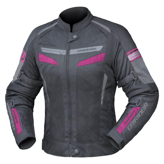 DRIRIDER AIR-RIDE 5 LADIES JACKET - BLACK/PINK MCLEOD ACCESSORIES (P) sold by Cully's Yamaha