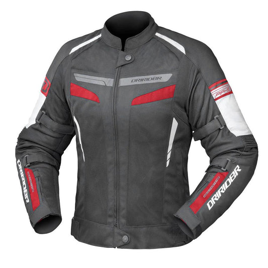 DRIRIDER AIR-RIDE 5 LADIES JACKET - BLACK/RED MCLEOD ACCESSORIES (P) sold by Cully's Yamaha