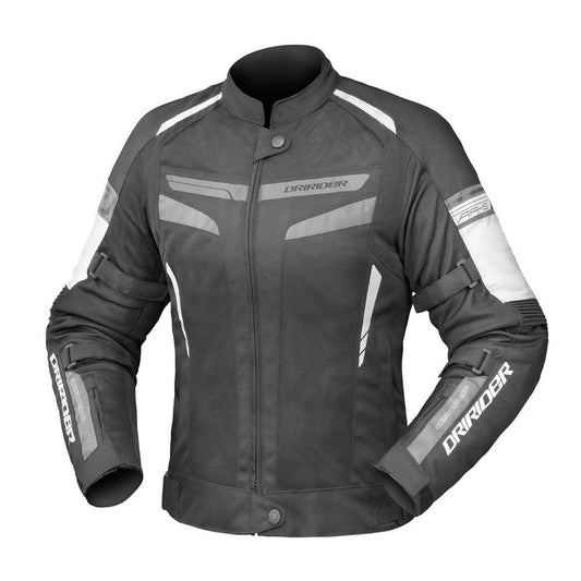 DRIRIDER AIR-RIDE 5 LADIES JACKET - BLACK/WHITE/GREY MCLEOD ACCESSORIES (P) sold by Cully's Yamaha