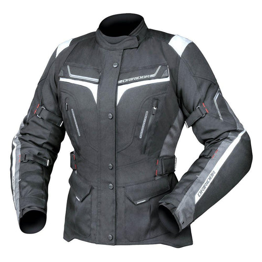 DRIRIDER APEX 5 LADIES JACKET - BLACK/WHITE/GREY MCLEOD ACCESSORIES (P) sold by Cully's Yamaha