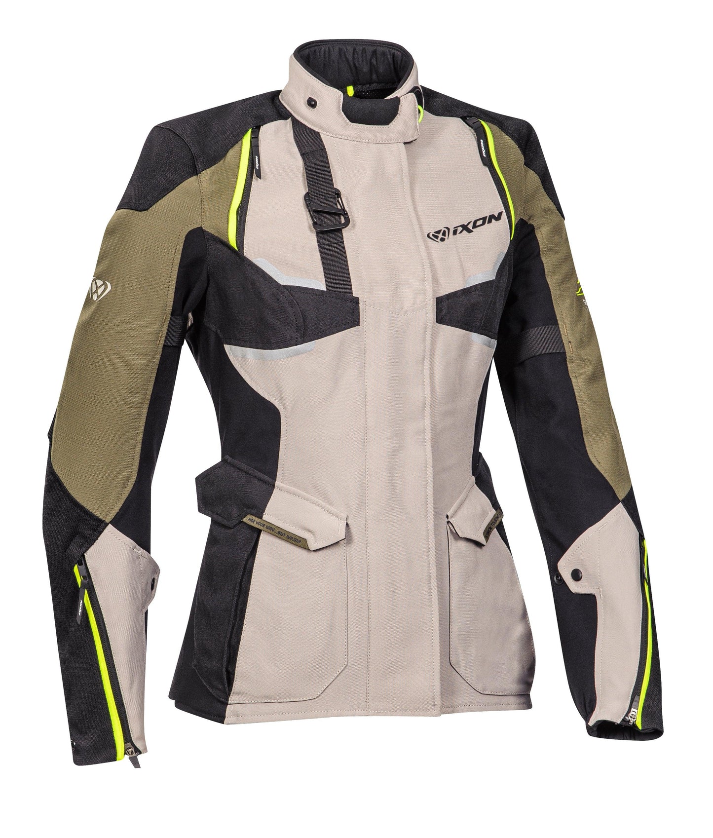 IXON EDDAS LADY JACKET - GREY/KHAKI/BLACK CASSONS PTY LTD sold by Cully's Yamaha