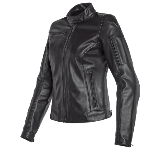 DAINESE NIKITA 2 LADY LEATHER JACKET - BLACK MCLEOD ACCESSORIES (P) sold by Cully's Yamaha