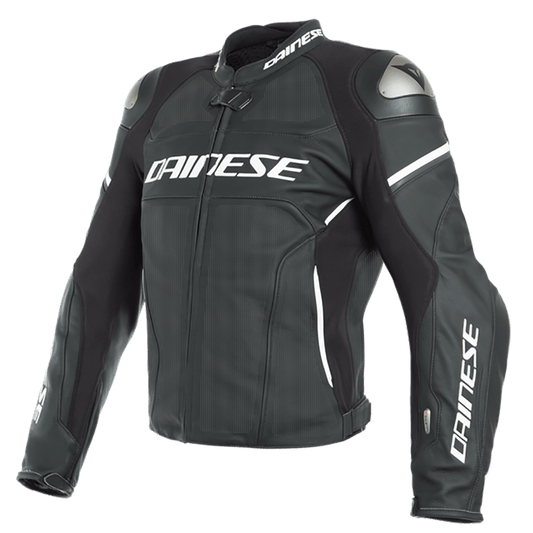 DAINESE RACING 3 D-AIR® PERF. LEATHER JACKET - MATT BLACK/WHITE MCLEOD ACCESSORIES (P) sold by Cully's Yamaha