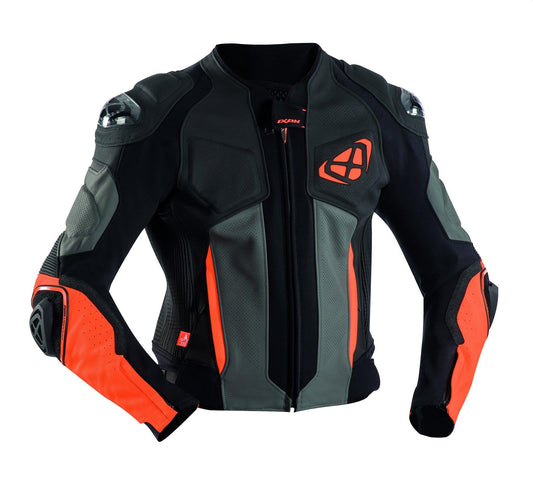 IXON VENDETTA EVO LEATHER JACKET - BLACK/ANTHRACITE/ORANGE CASSONS PTY LTD sold by Cully's Yamaha